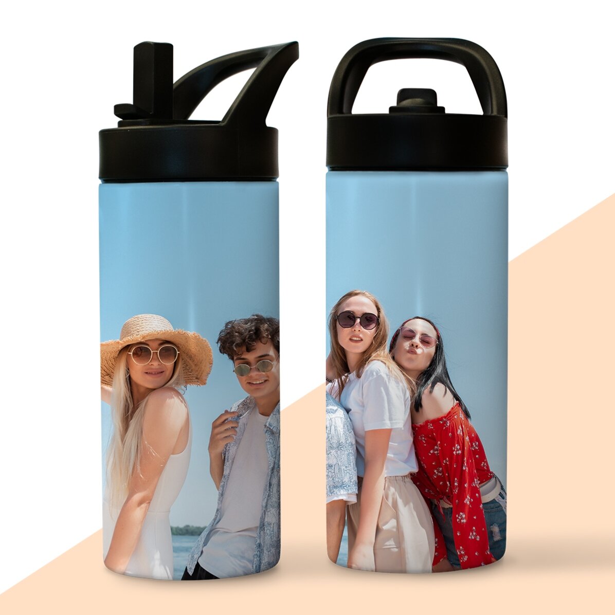 Thermos con manico e cannuccia personalizzato con una foto