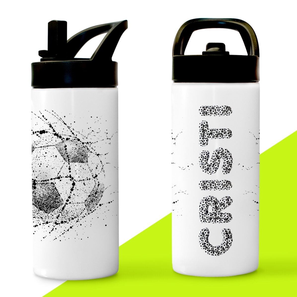 Thermos con manico e cannuccia personalizzato con scritta - Calcio