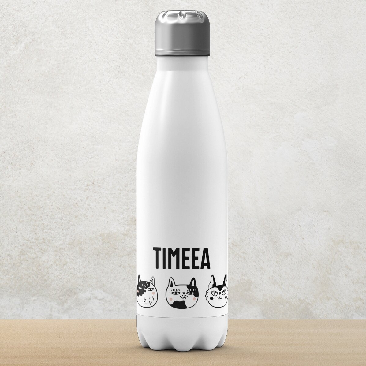 Thermos con base bianca personalizzato con nome - Cats
