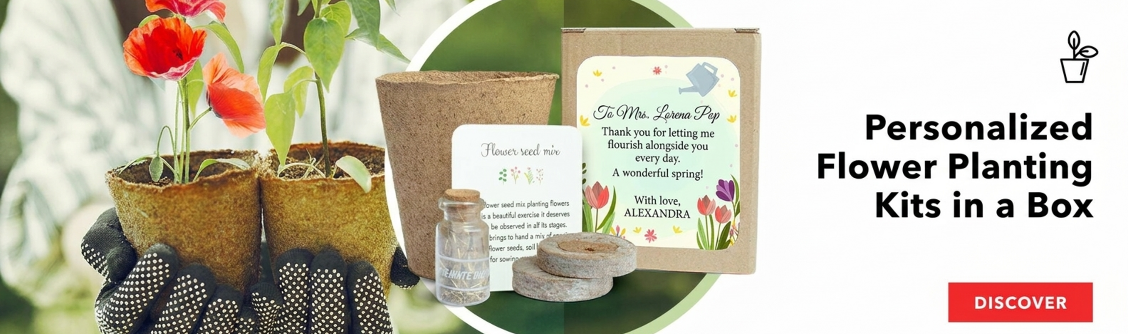 Kit per piantare fiori in una scatolina personalizzata
