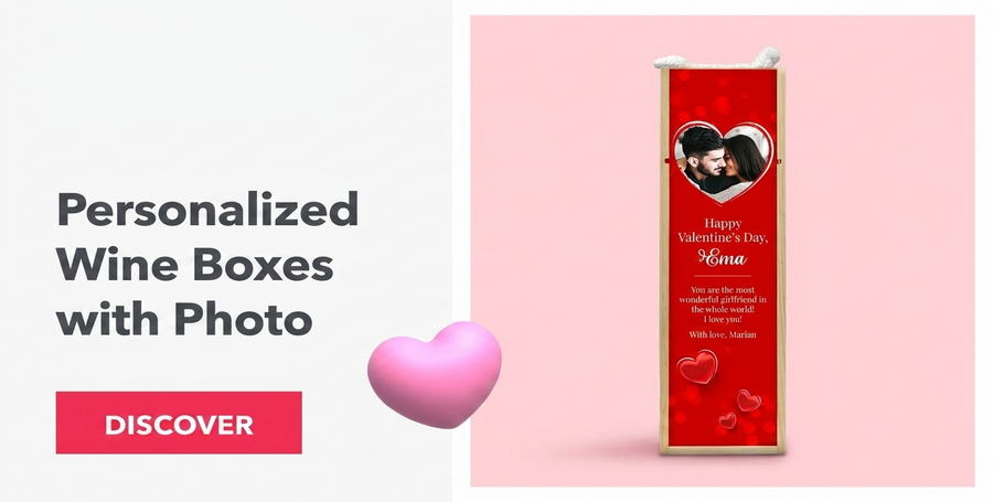 Scatole di vino personalizzate con foto per San Valentino