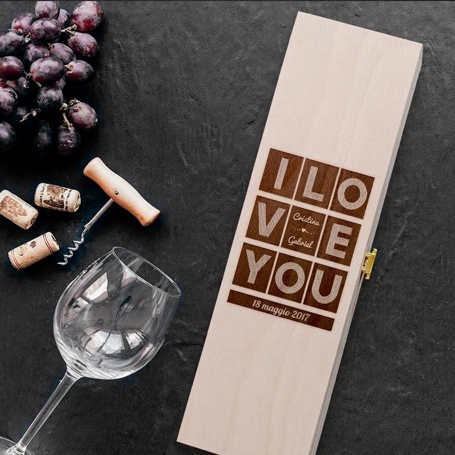 Scatole di vino personalizzate per il fidanzato