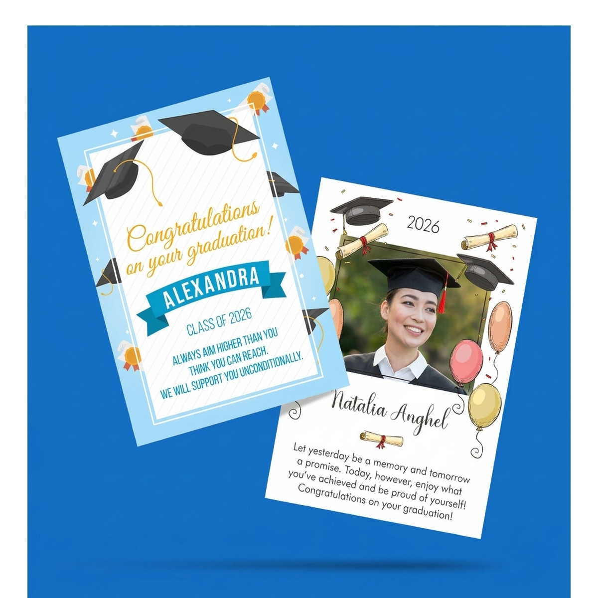 Biglietti di auguri, cartoline e magneti per la laurea