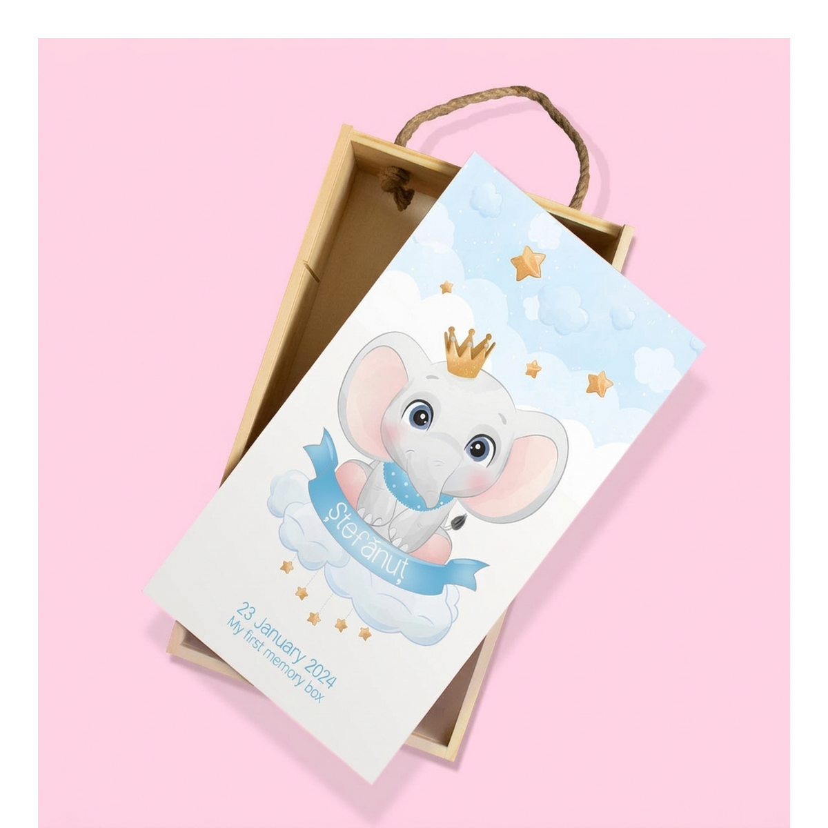 Scatole regalo in legno per il battesimo