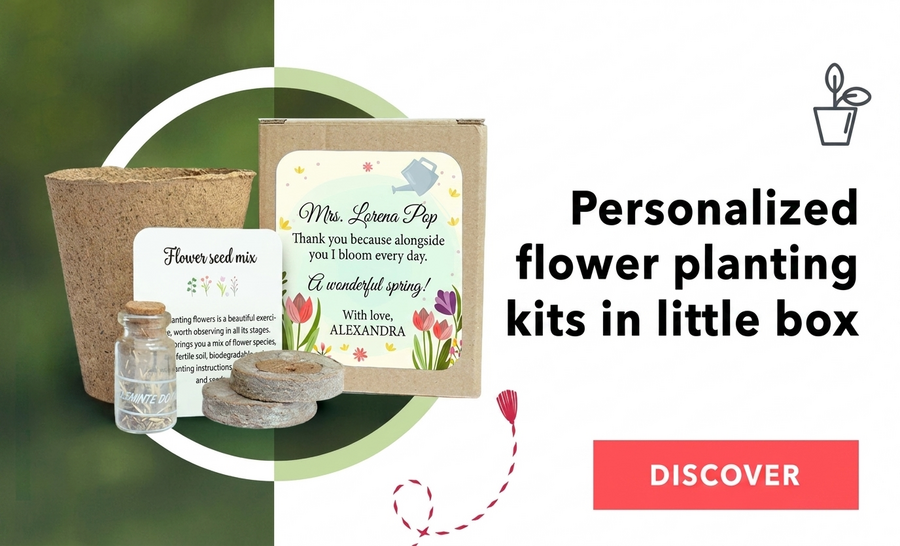 Kit per piantare fiori in una scatolina personalizzata