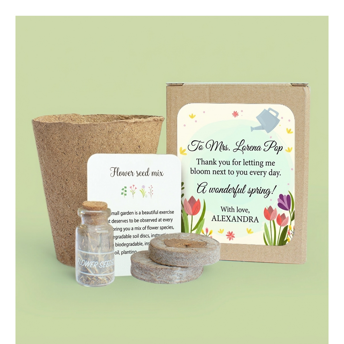 Kit per piantare fiori in una scatolina personalizzata