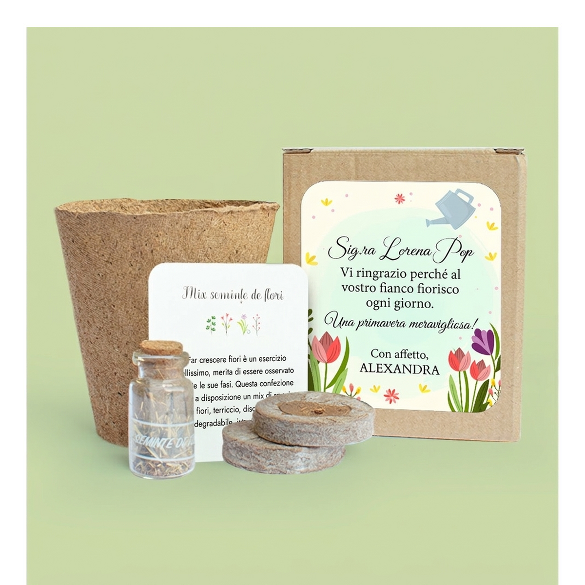 Kit per piantare fiori in una scatolina personalizzata