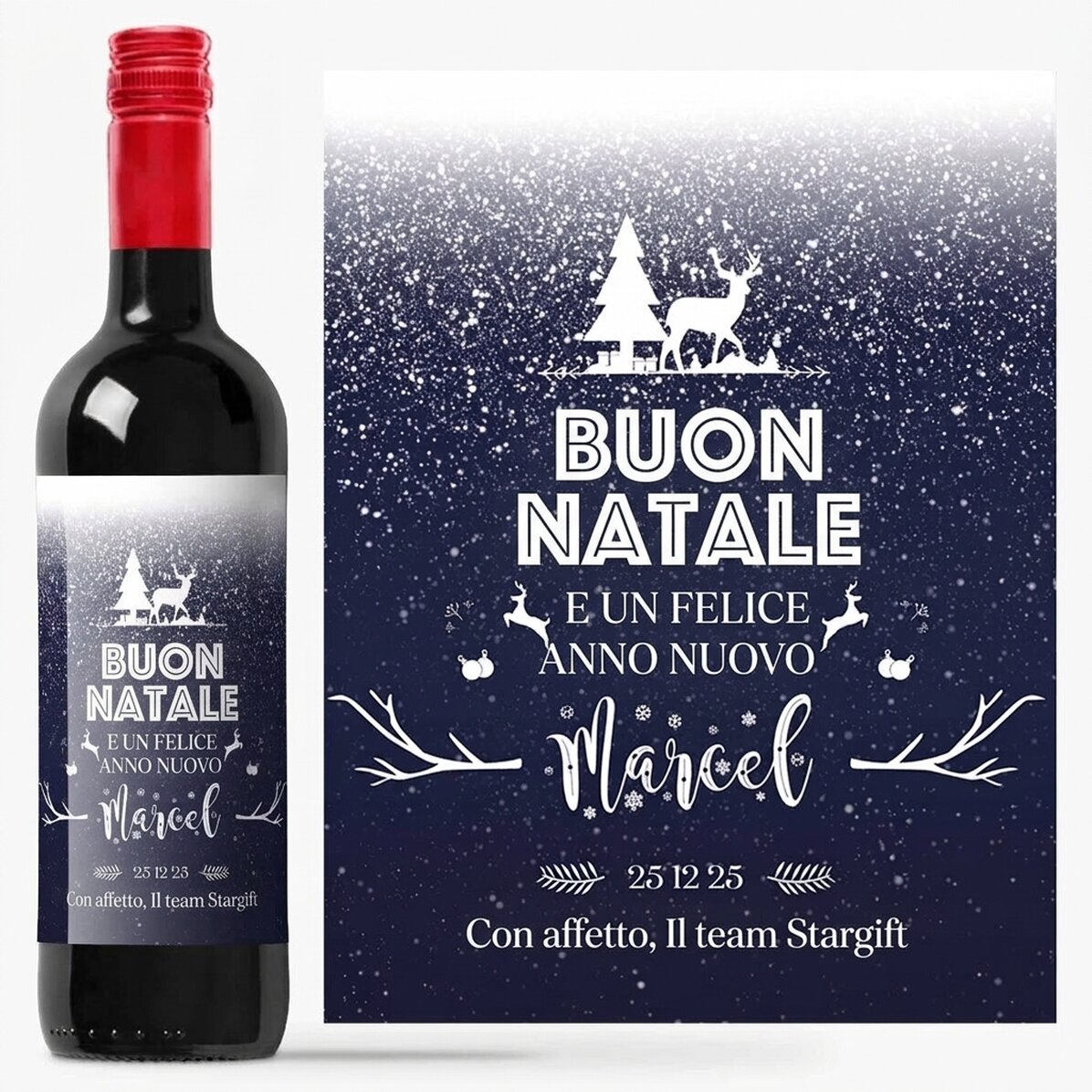 Vino personalizzato con scritta - Snowing night