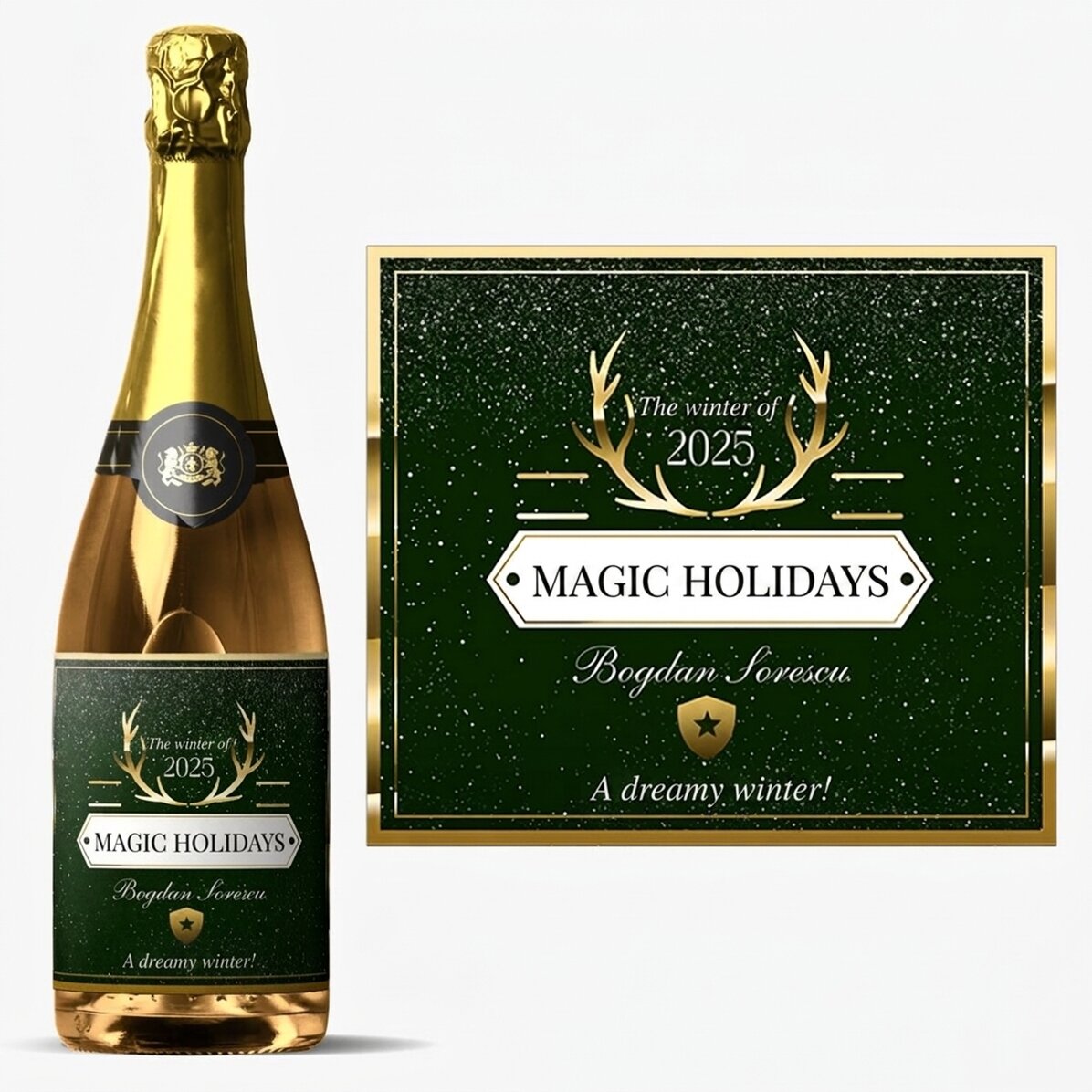 Spumante personalizzato con scritta - Golden Antlers