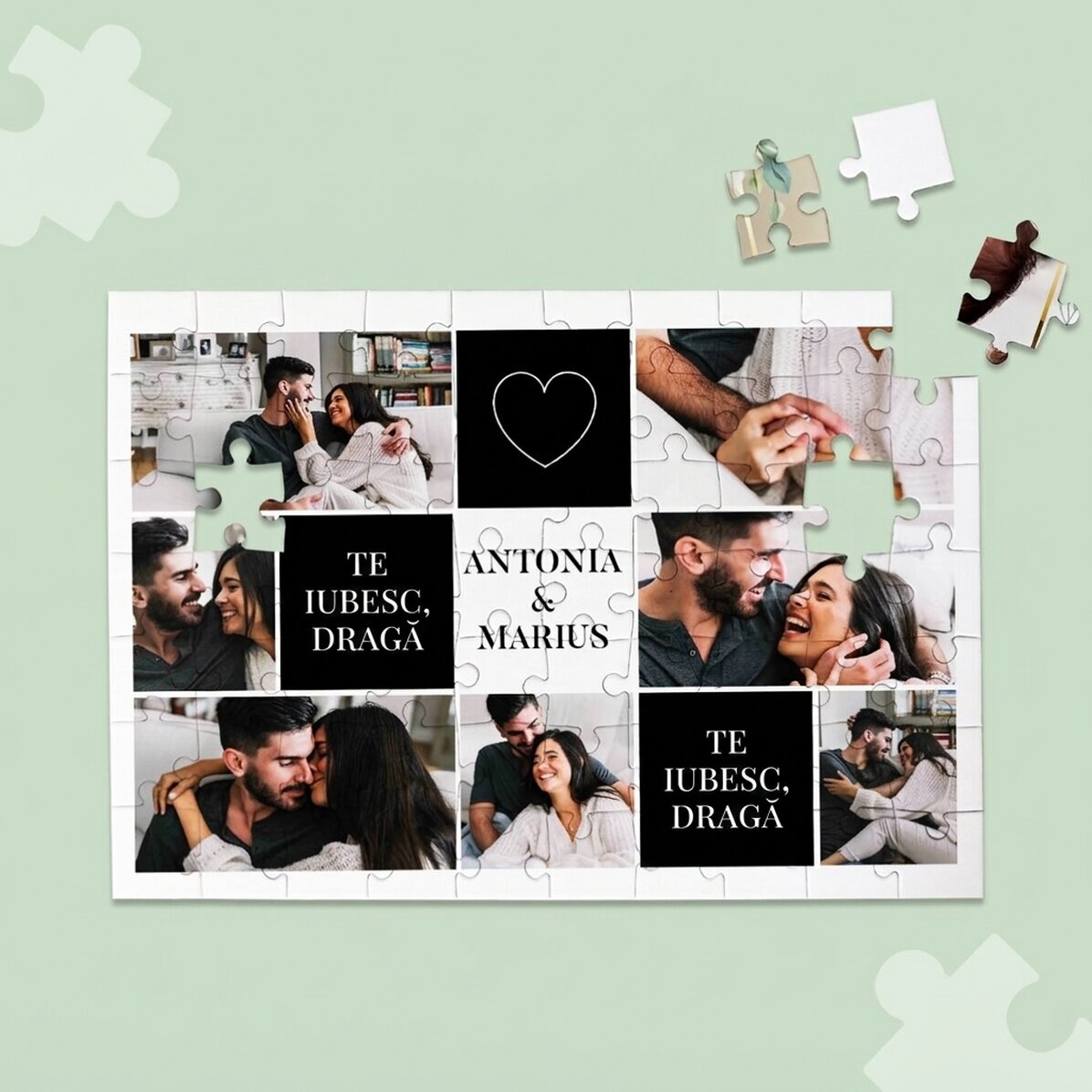 Puzzle personalizzato con 5 foto e testo, 28x19 cm - Noi due