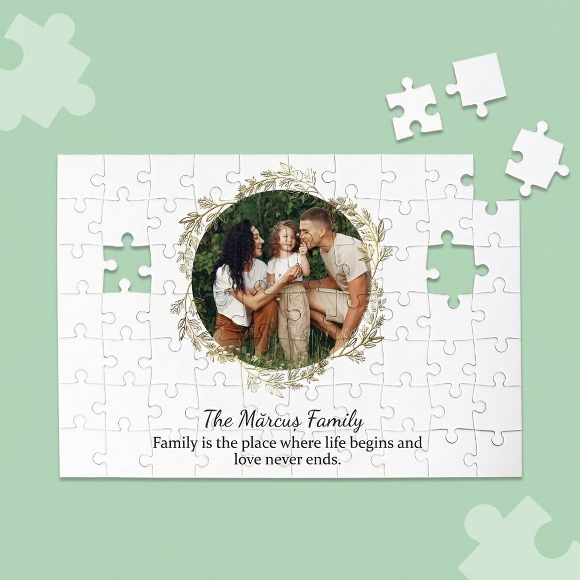 Puzzle personalizzato con foto e testo, 28x19 cm - Famiglia