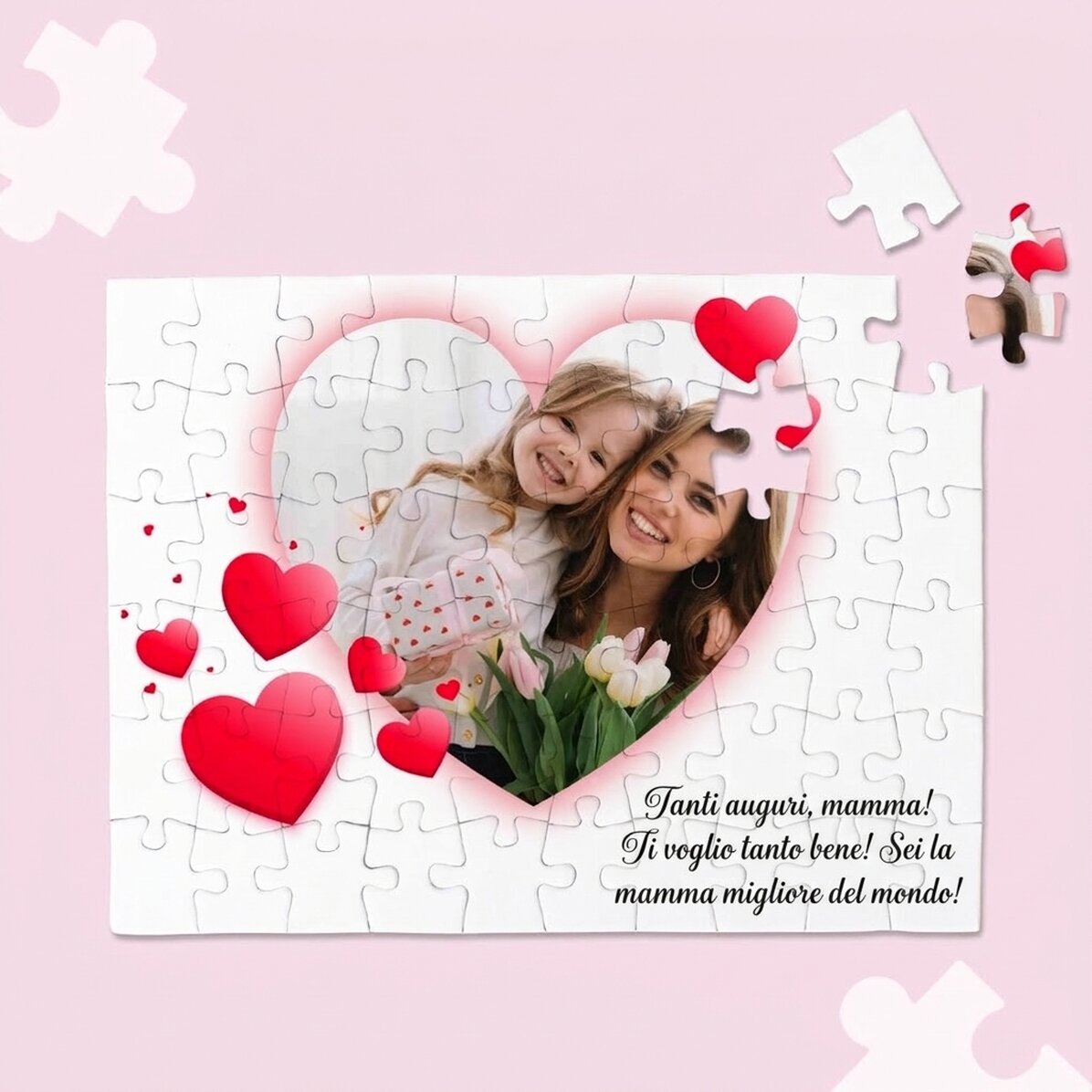 Puzzle personalizzato con foto e testo, 20x15 cm - Cuore