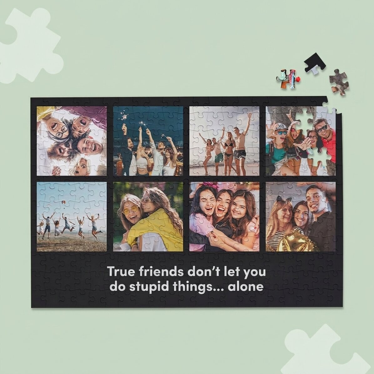 Puzzle personalizzato con 8 foto e testo, 36x24 cm