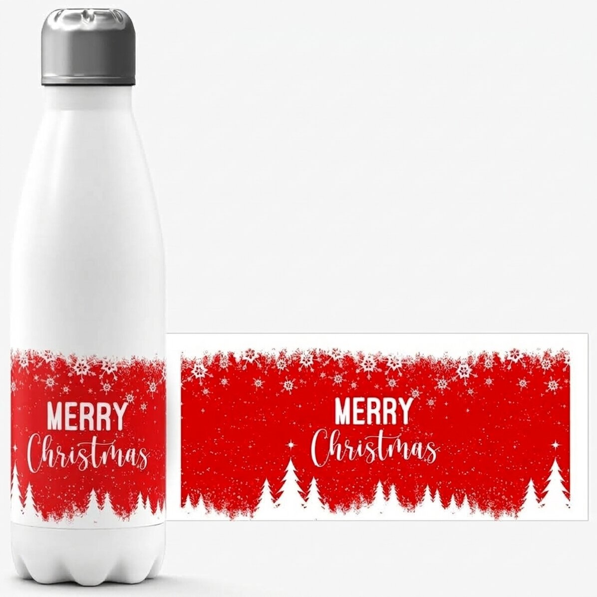 Thermos con base bianca personalizzato con nome - Winter spirit