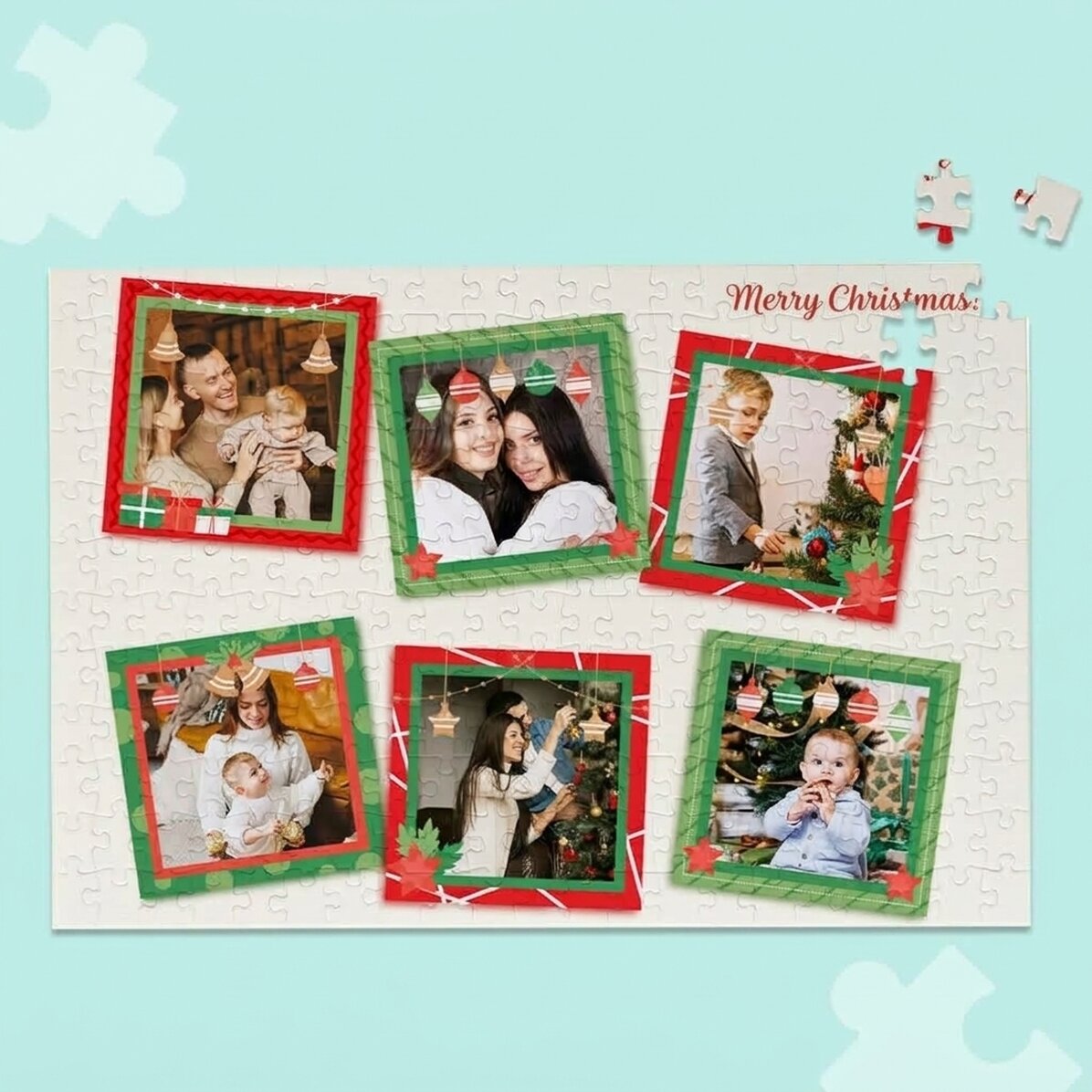 Puzzle personalizzato con 6 foto, 40x28,5 cm - Ricordi di Natale