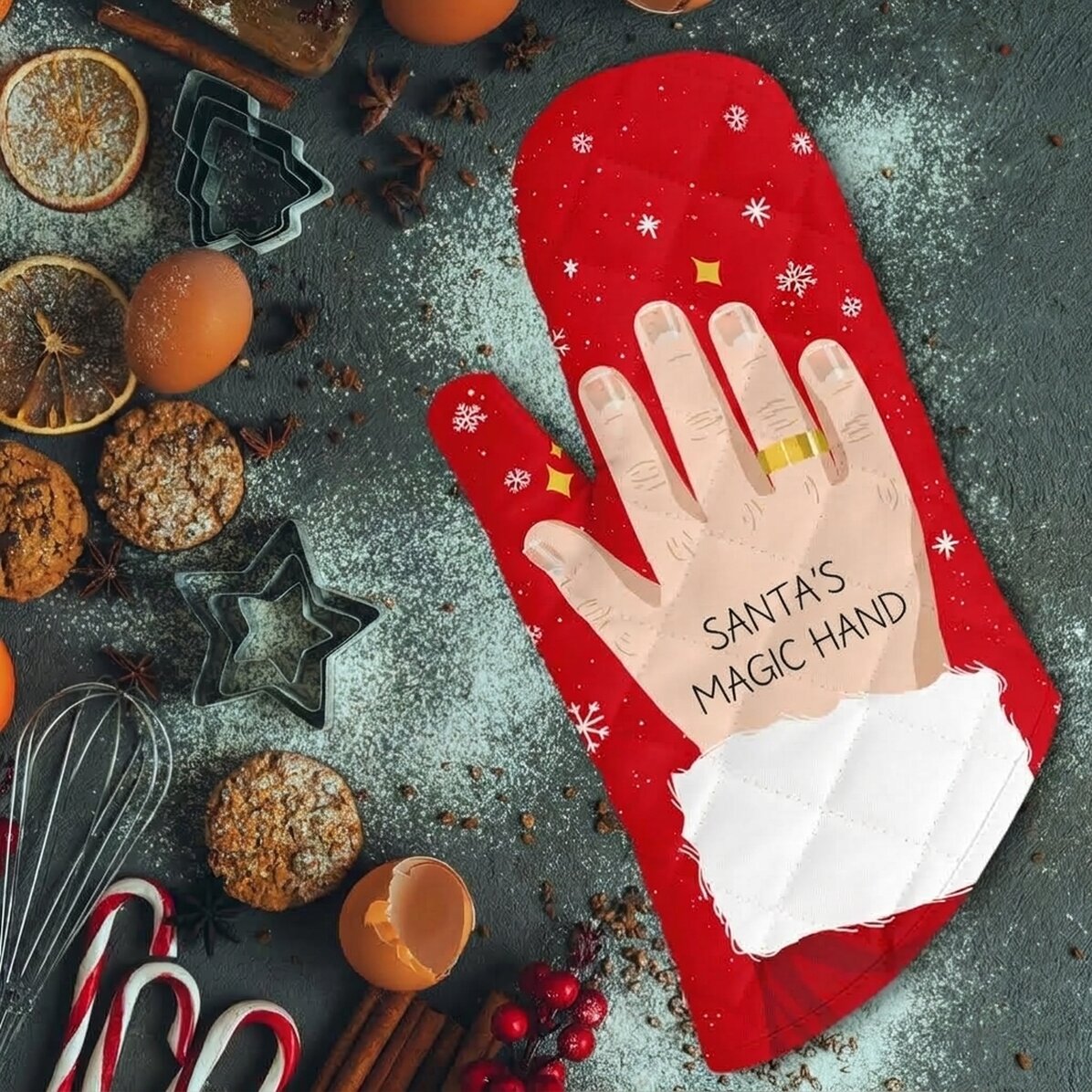 Guanto da cucina personalizzato con scritta - La mano magica di Babbo Natale