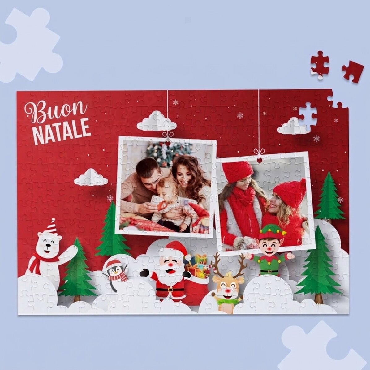 Puzzle personalizzato con 2 foto, 40x28,5 cm - Buon Natale