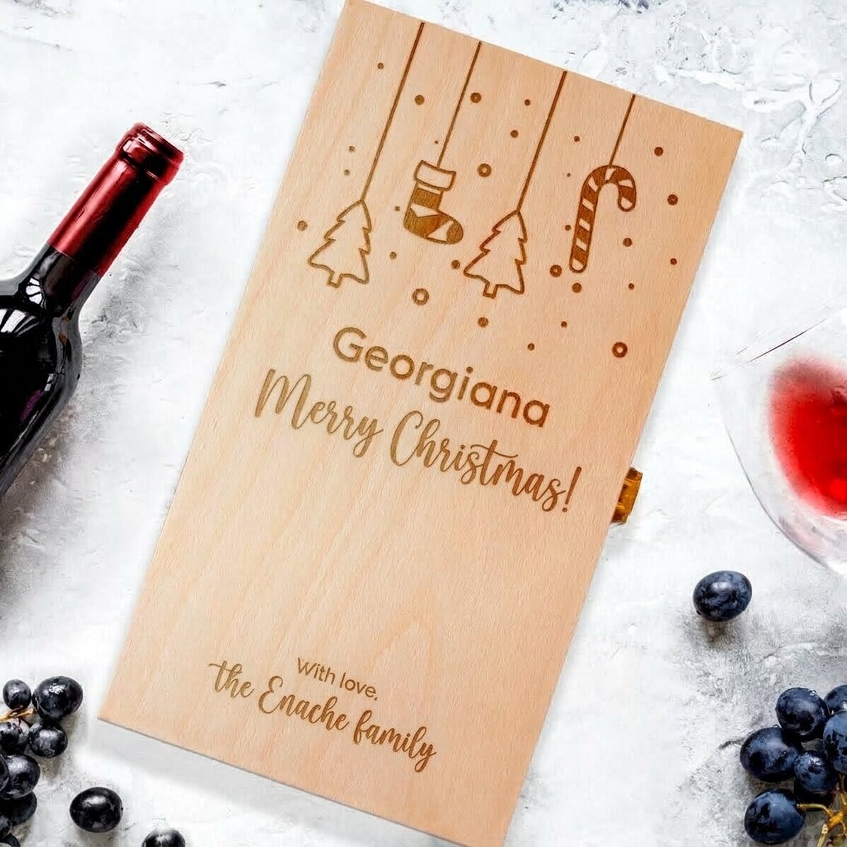 Scatola per vino personalizzata per due bottiglie - Decorazioni natalizie