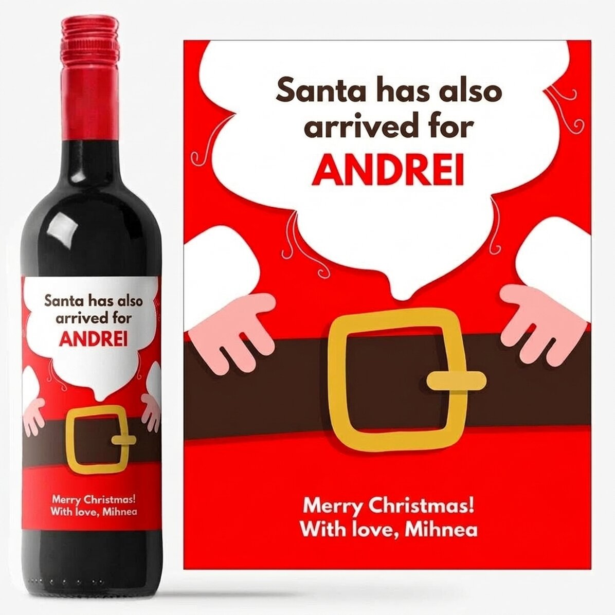 Vino personalizzato con scritta - È arrivato Babbo Natale
