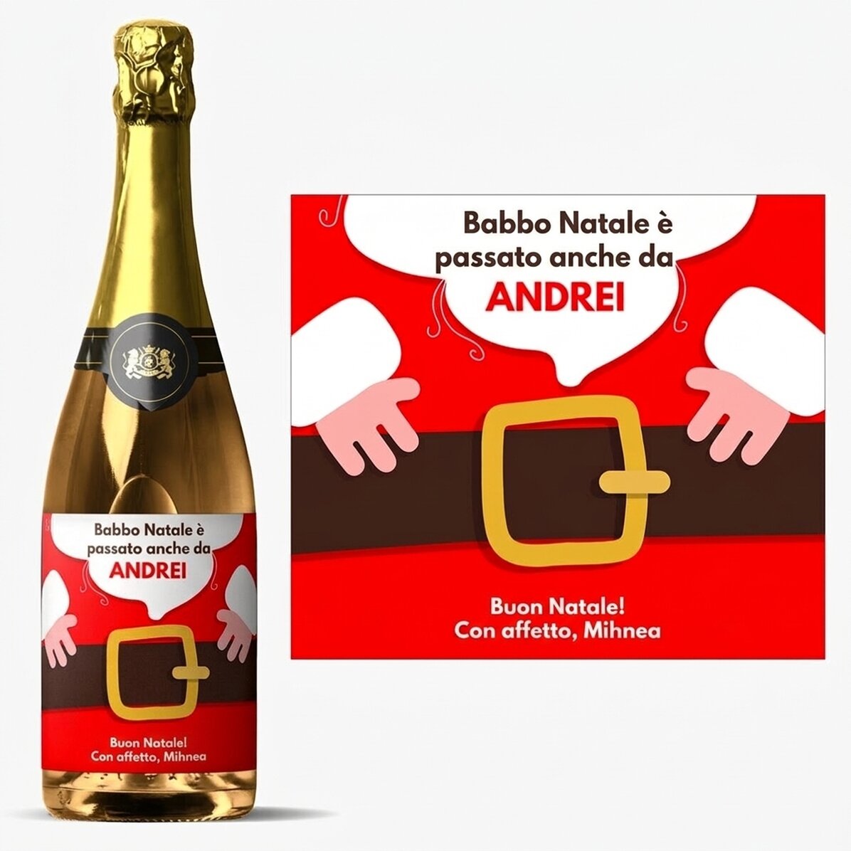 Spumante personalizzato con scritta - È arrivato Babbo Natale