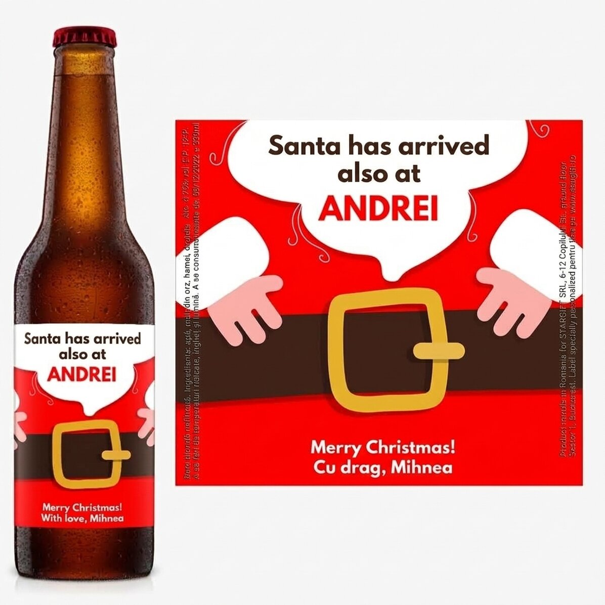 Birra personalizzata con scritta - È arrivato Babbo Natale