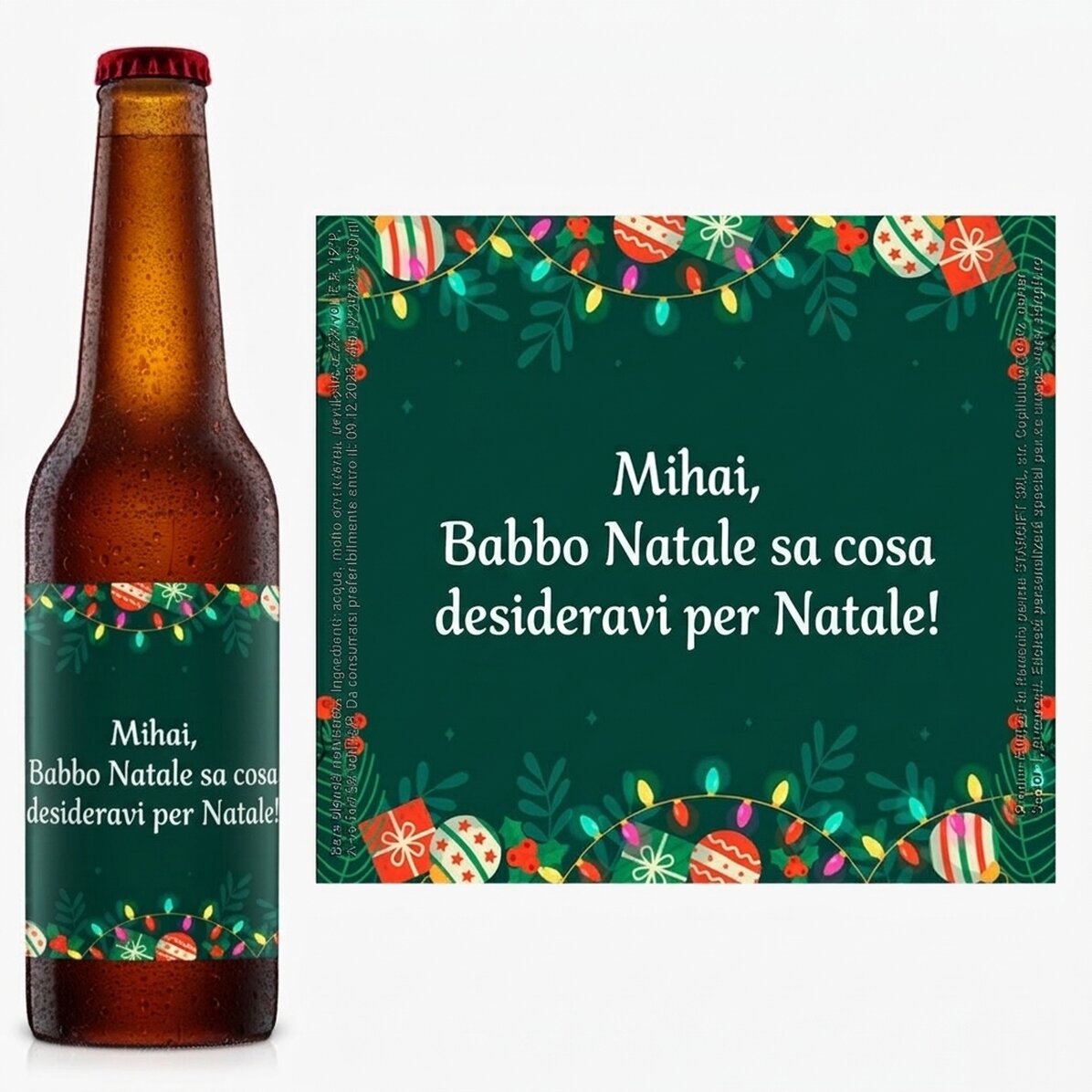 Birra personalizzata con testo - sfondo verde