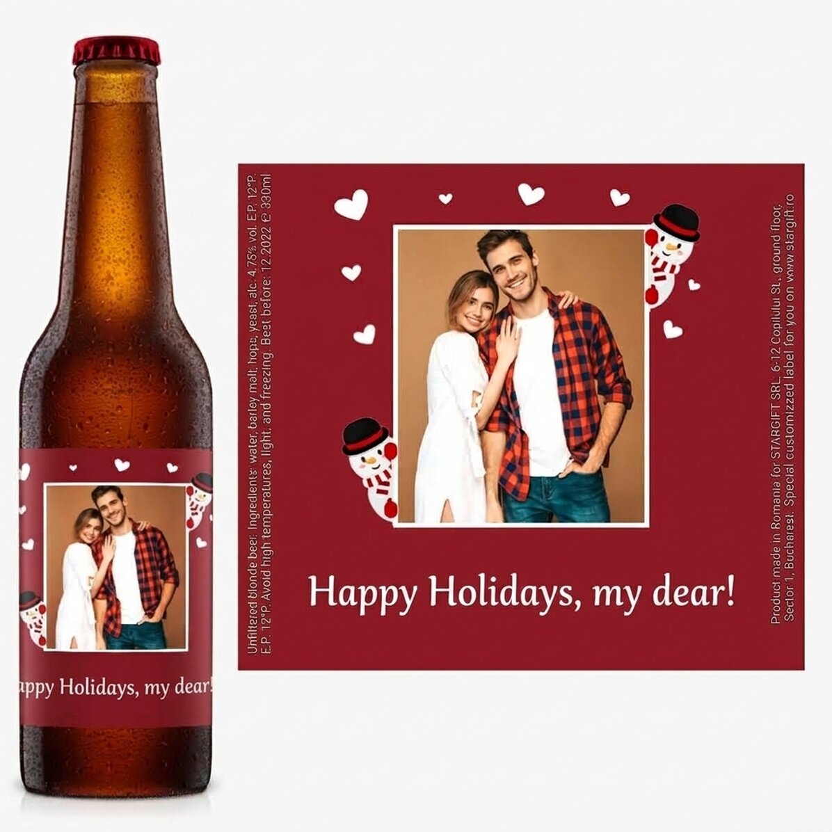 Birra personalizzata con foto e testo - Natale