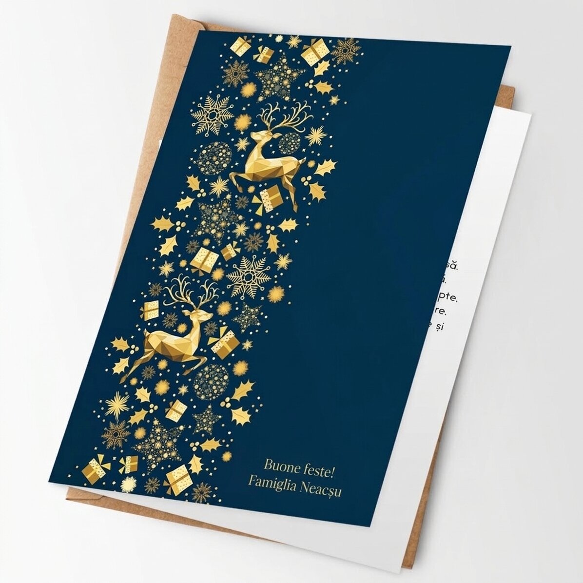 Biglietto di auguri personalizzato - Golden Deer