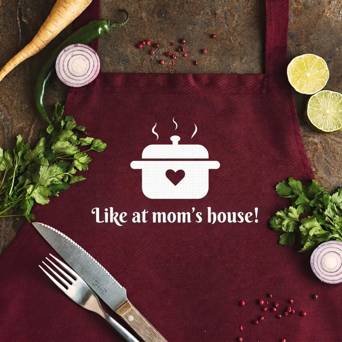 Set personalizzato con scritta - Come a casa della mamma!