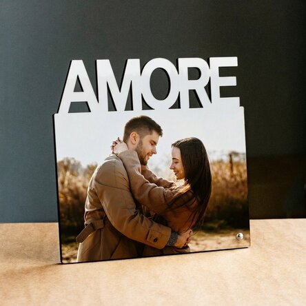 Cornice da scrivania personalizzata con una foto - modello LOVE