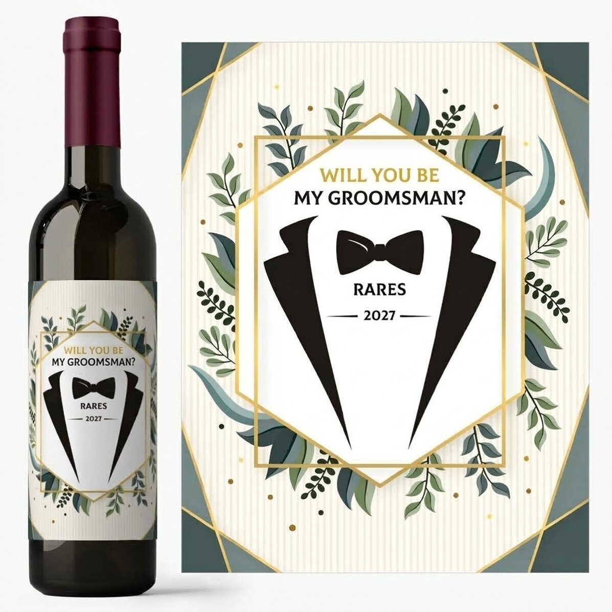 Vino personalizzato con scritta - "Will you be my groomsman?"