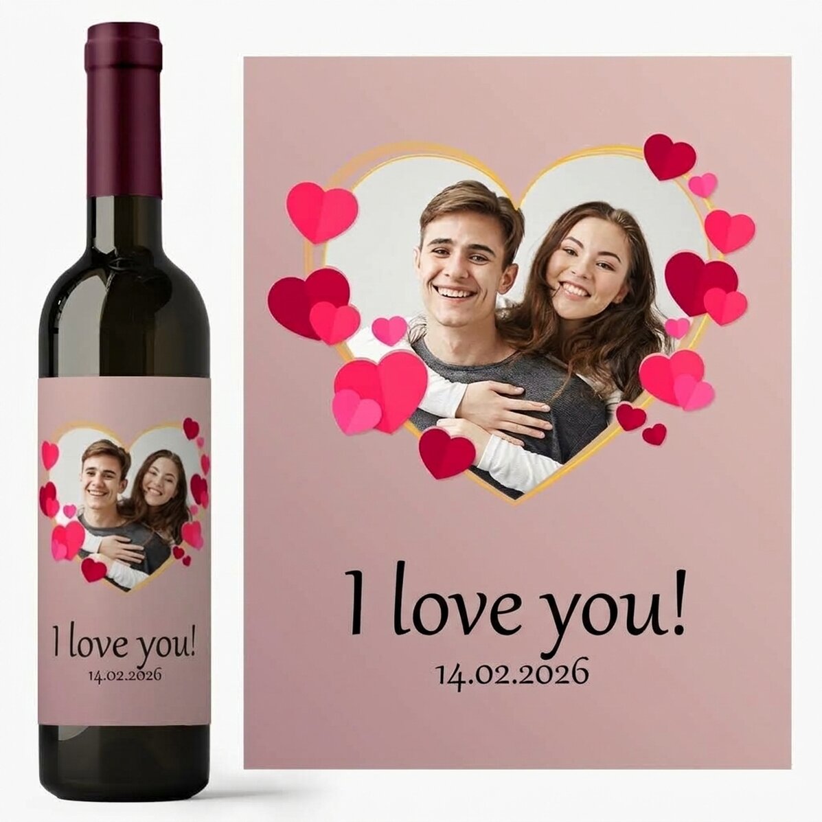 Vino personalizzato con testo e foto - In love