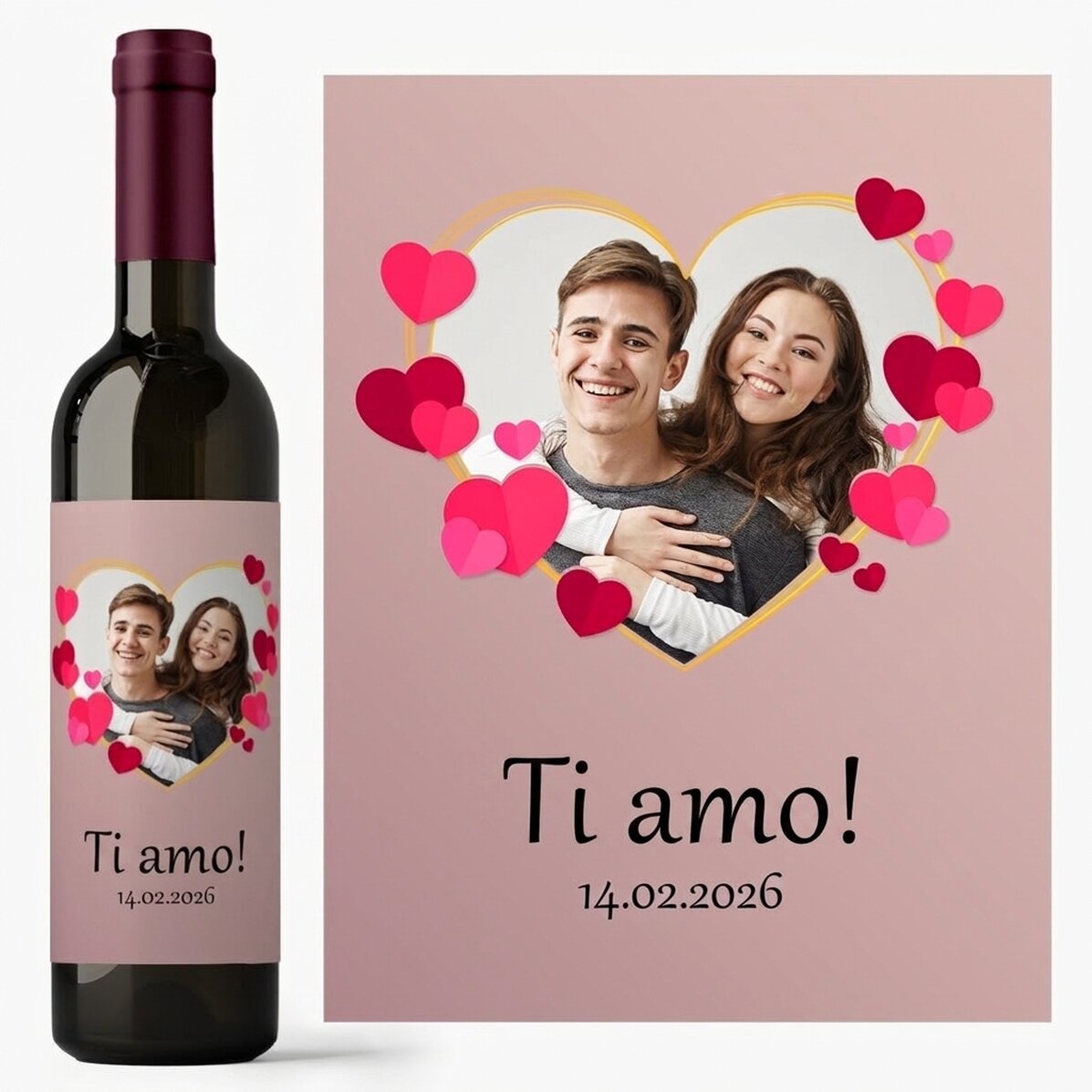 Vino personalizzato con testo e foto - In love