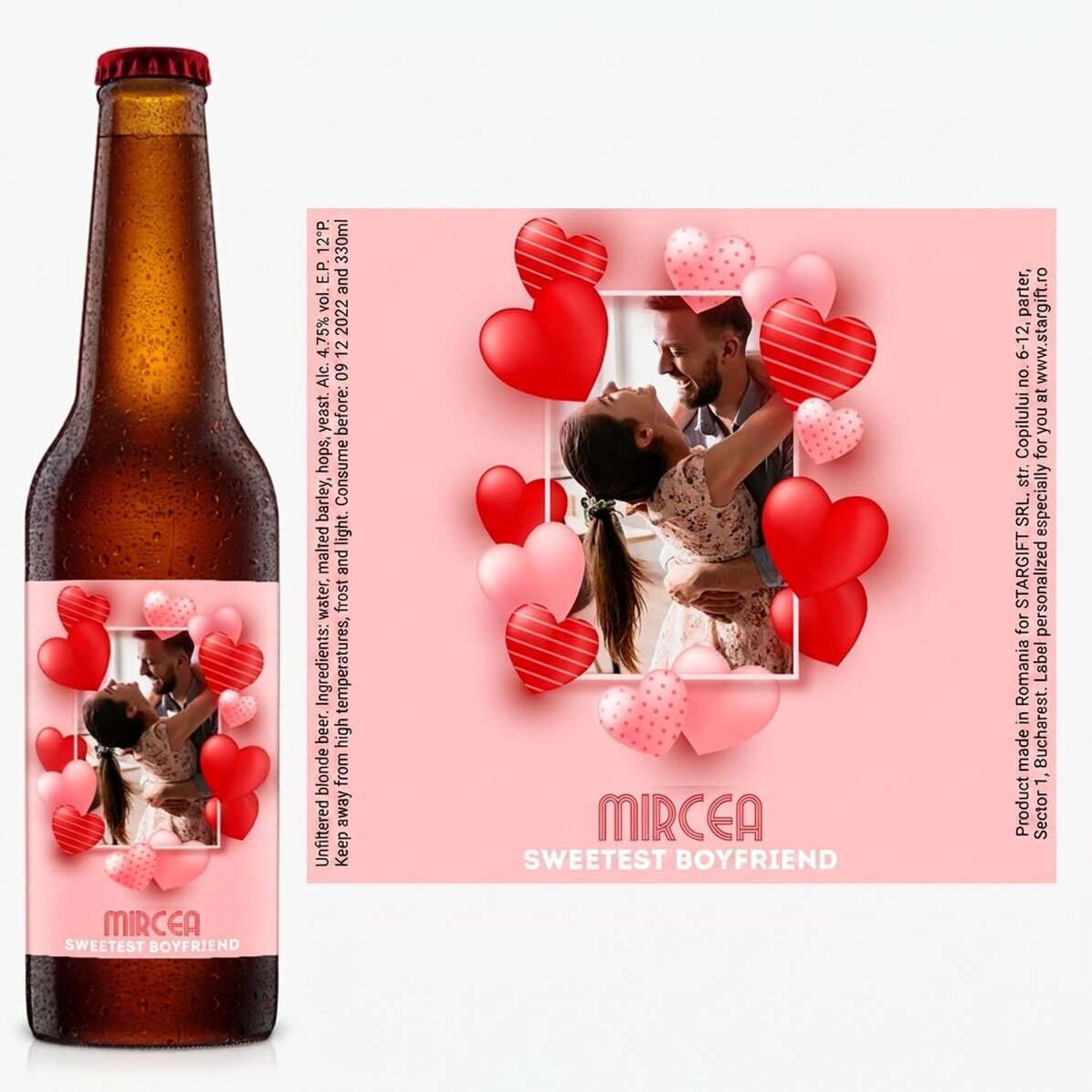 Birra personalizzata con una frase e una foto - Il fidanzato più dolce del mondo
