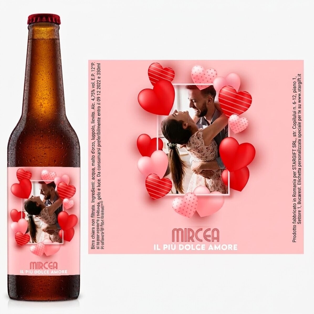 Birra personalizzata con una frase e una foto - Il fidanzato più dolce del mondo