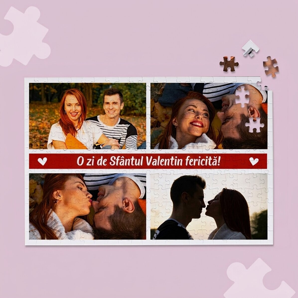 Puzzle personalizzato con 4 foto e testo, 36x24 cm - Moments