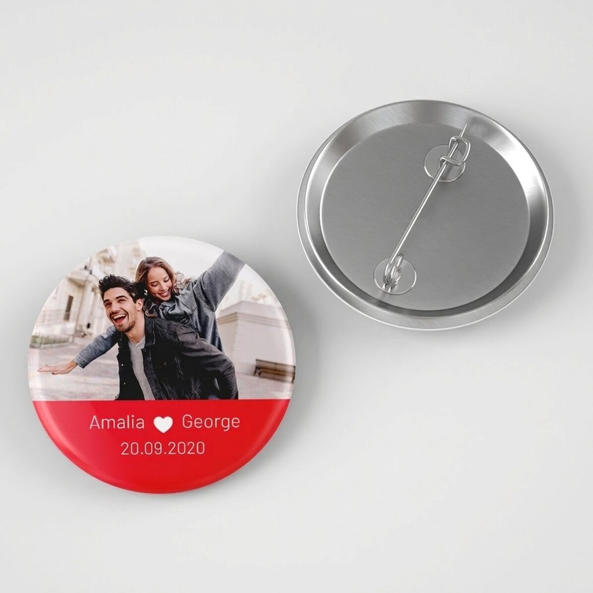 Spilla personalizzata con foto e testo - Love