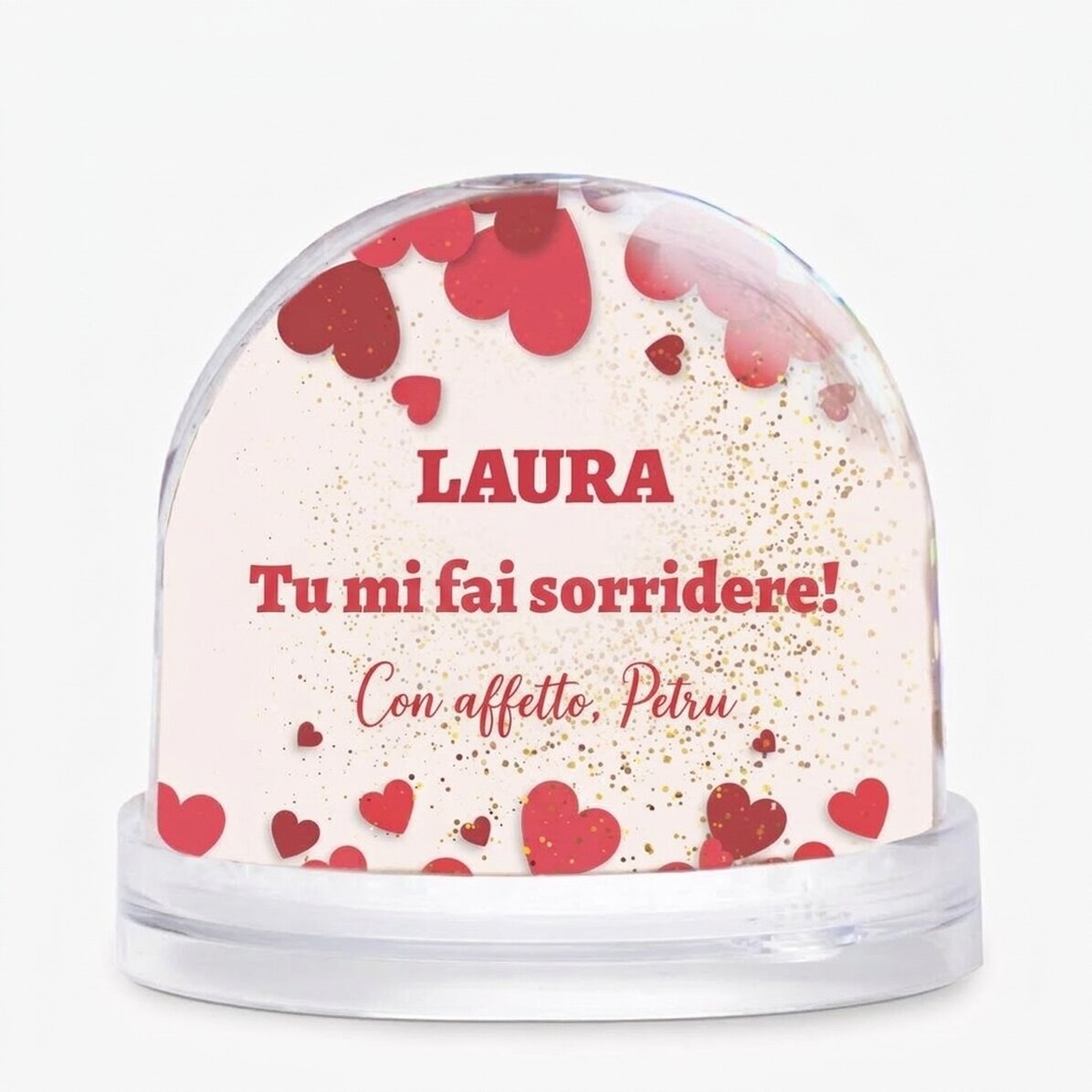 Sfera da scrivania personalizzata con foto e testo - You make me smile