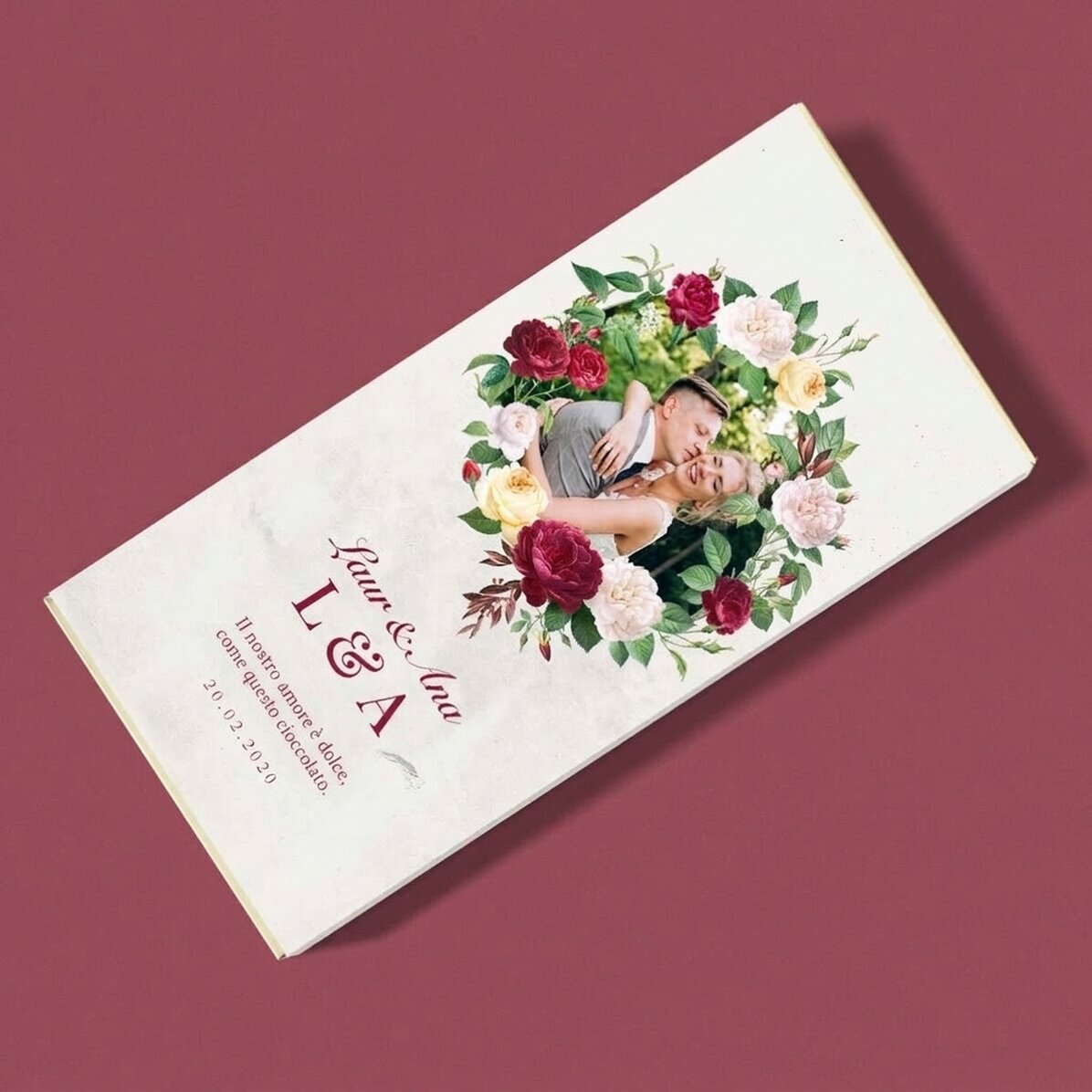 Cioccolato personalizzato con testo e foto - Fiori vintage
