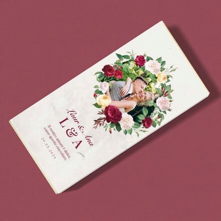 Cioccolato personalizzato con testo e foto - Fiori vintage