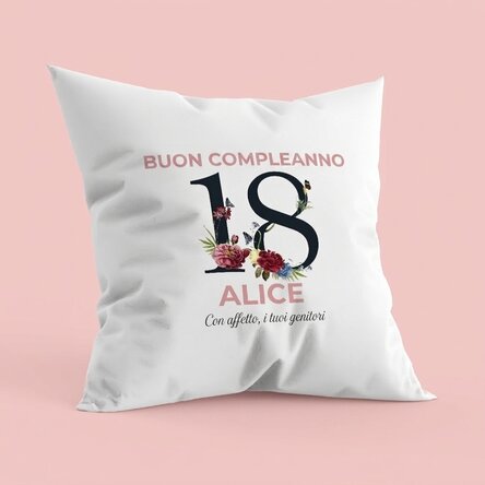 Cuscino personalizzato con scritta - 18° compleanno