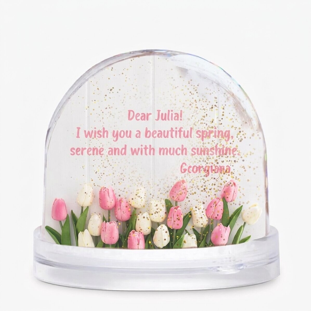 Globo da scrivania personalizzato con foto e testo - Una primavera meravigliosa!
