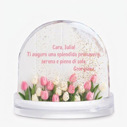 Globo da scrivania personalizzato con foto e testo - Una primavera meravigliosa!