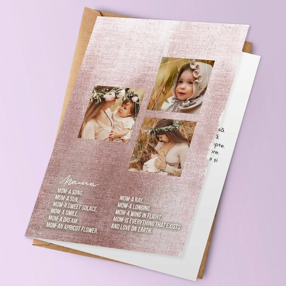 Biglietto di auguri personalizzato con 3 foto e testo - Tandra fiinta