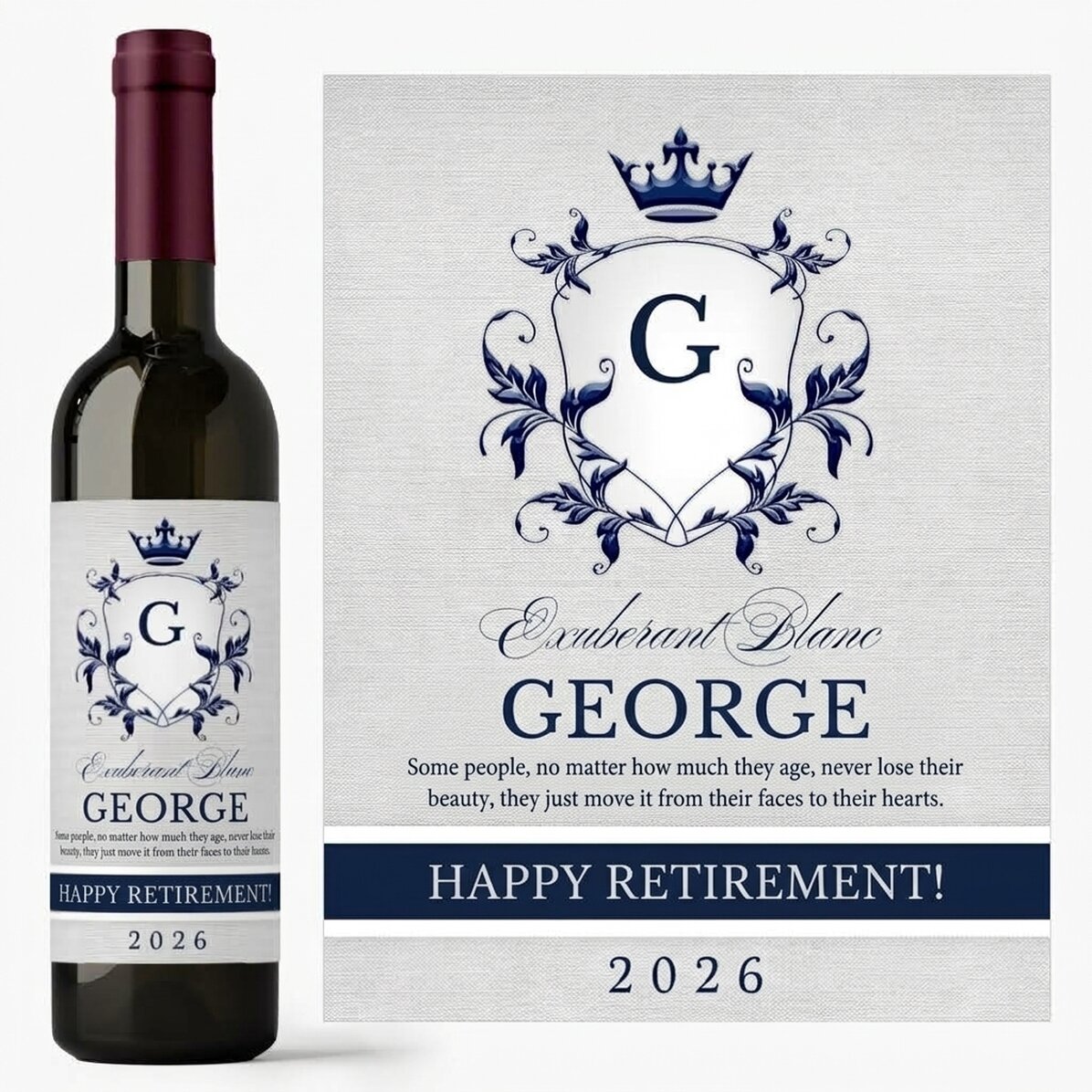 Vino personalizzato con dedica per il pensionamento
