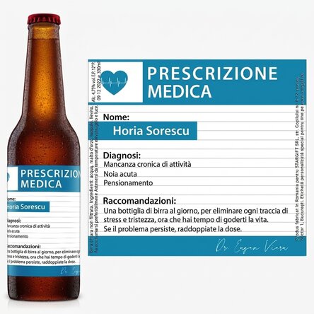 Birra personalizzata con scritta - Prescrizione medica