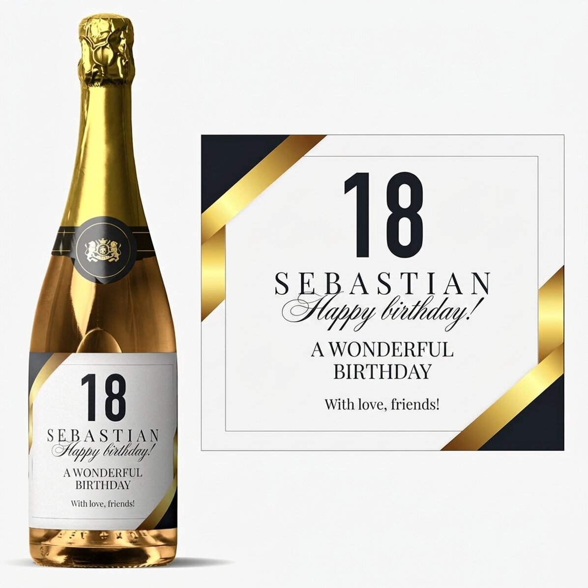 Spumante personalizzato con dedica per il compleanno di maggior età