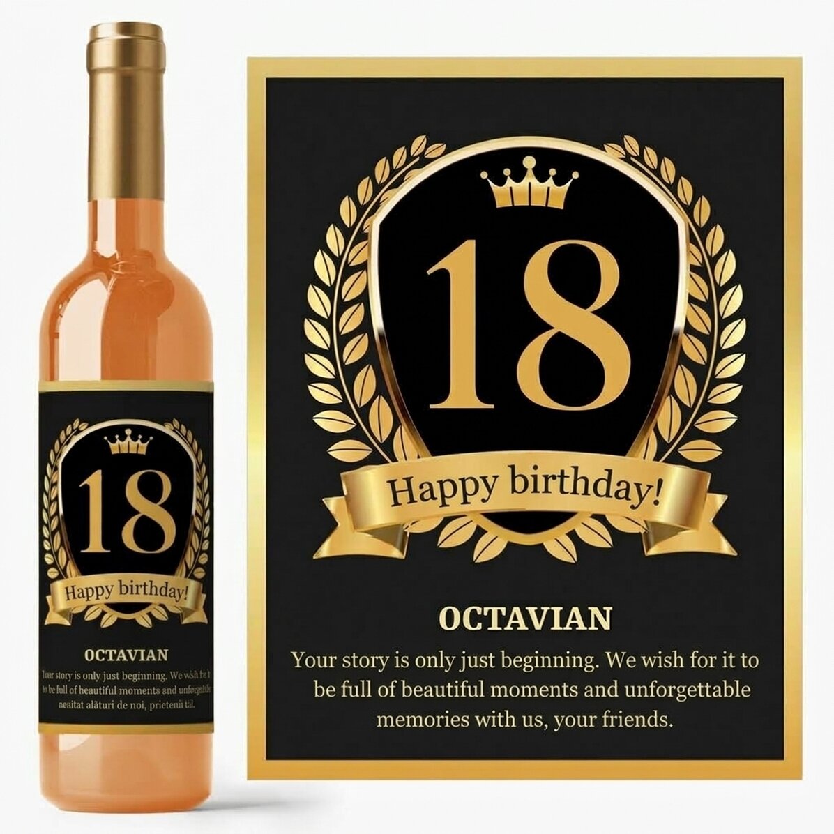 Vino personalizzato con una dedica per il compleanno di maggior età