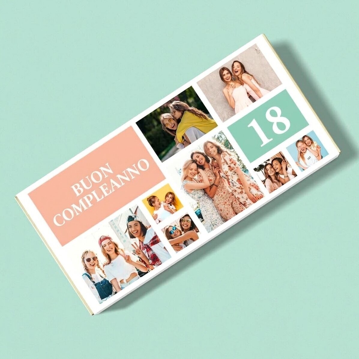 Cioccolato personalizzato con testo e collage di foto