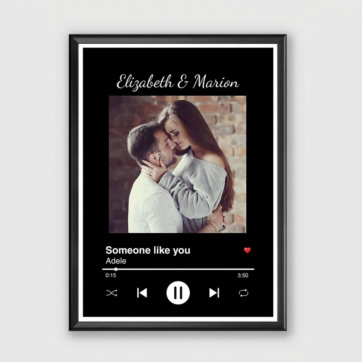 Quadro personalizzato con una foto e un testo - La nostra canzone